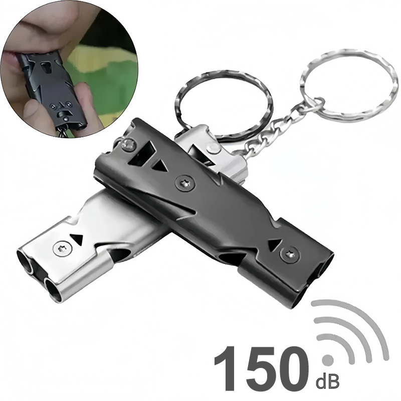 Outdoor Camping Youtube - ポータブルサバイバルホイッスルキーチェーン – 高デシベル、アウトドア、キャンプ、ハイキング用緊急ホイッスル – ダブルチューブデザイン、安全アラーム