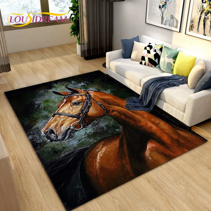 Outdoor Camping Mats Large - 3Dライトラグジュアリーモダンホースエリアラグ大判、リビングルーム、寝室、ソファ用カーペットラグ、キッチン、バスルーム、玄関マット、滑り止めフロアマット
