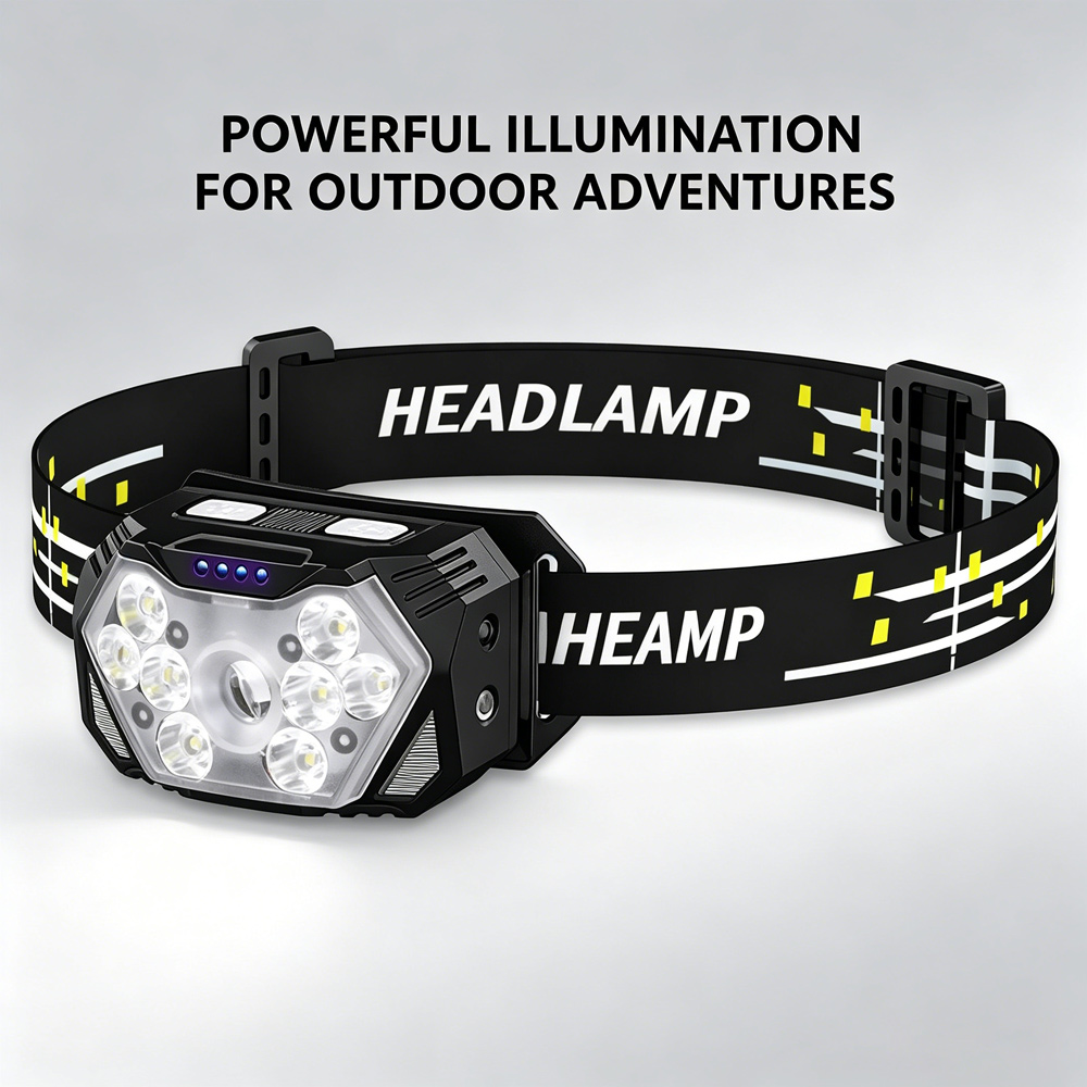Outdoor Camping Jobs - 防水 LED ヘッドトーチ Type-C 急速充電調整可能なヘッドランプ長時間稼働可能屋外釣りキャンプワークショップ作業用