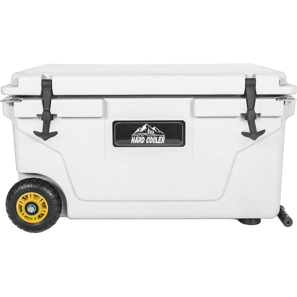 Outdoor Camping Jobs - 65クォートの白い頑丈な断熱ポータブルクーラー、6日間保冷可能、キャンプ、ビーチ、屋外作業に最適