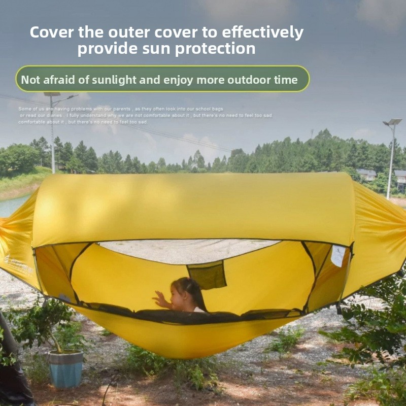 Outdoor Camping Mosquito Net - 屋外大人用厚みのあるハンモックテント: 蚊/雨防止 & 転倒防止、完全な蚊帳付き - キャンプスイングハンモック