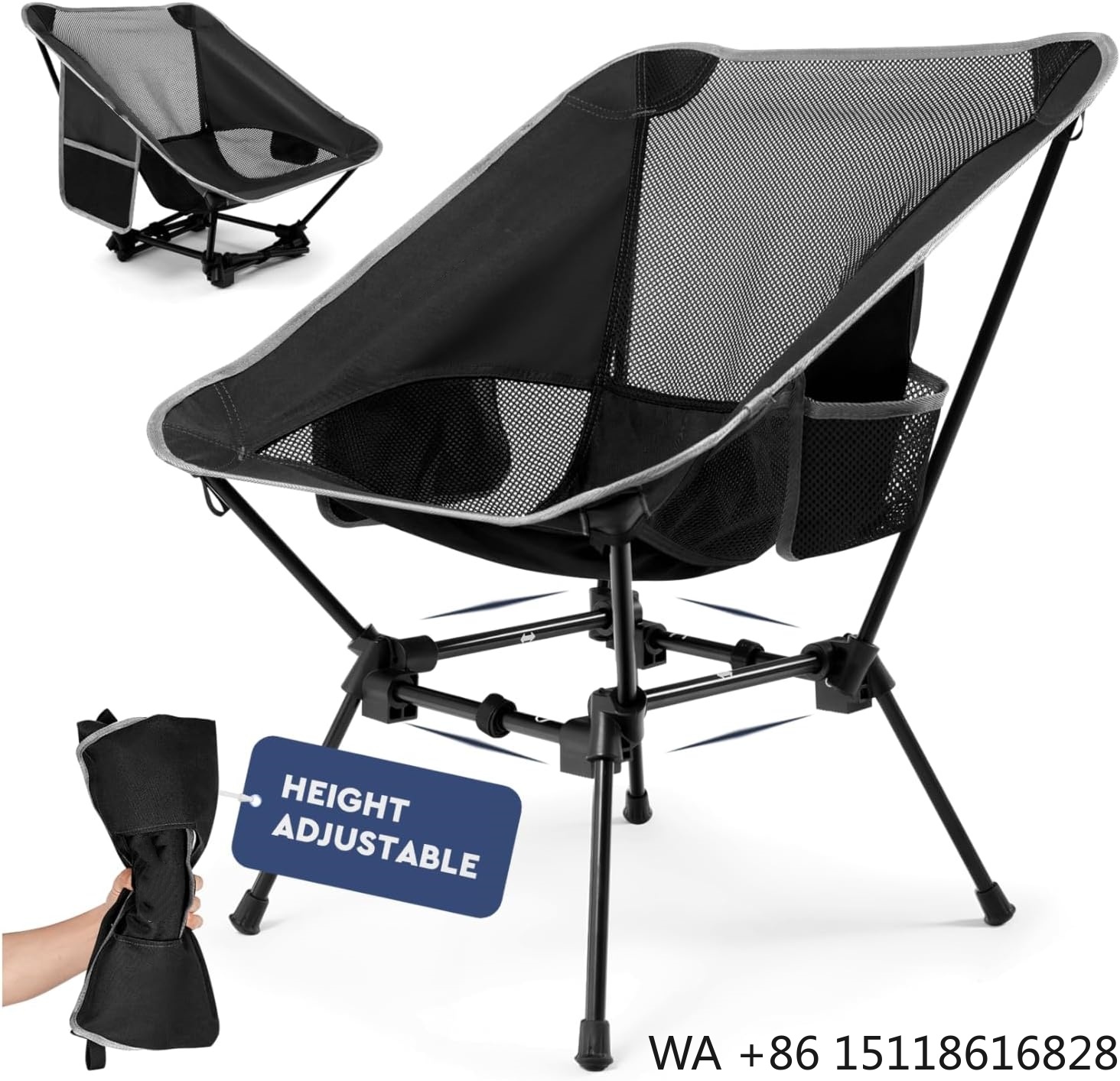 Outdoor Camping Furniture - 軽量キャンプチェア、大人用キャンプチェア、高さ調節可能なハイバック折りたたみキャンプチェア