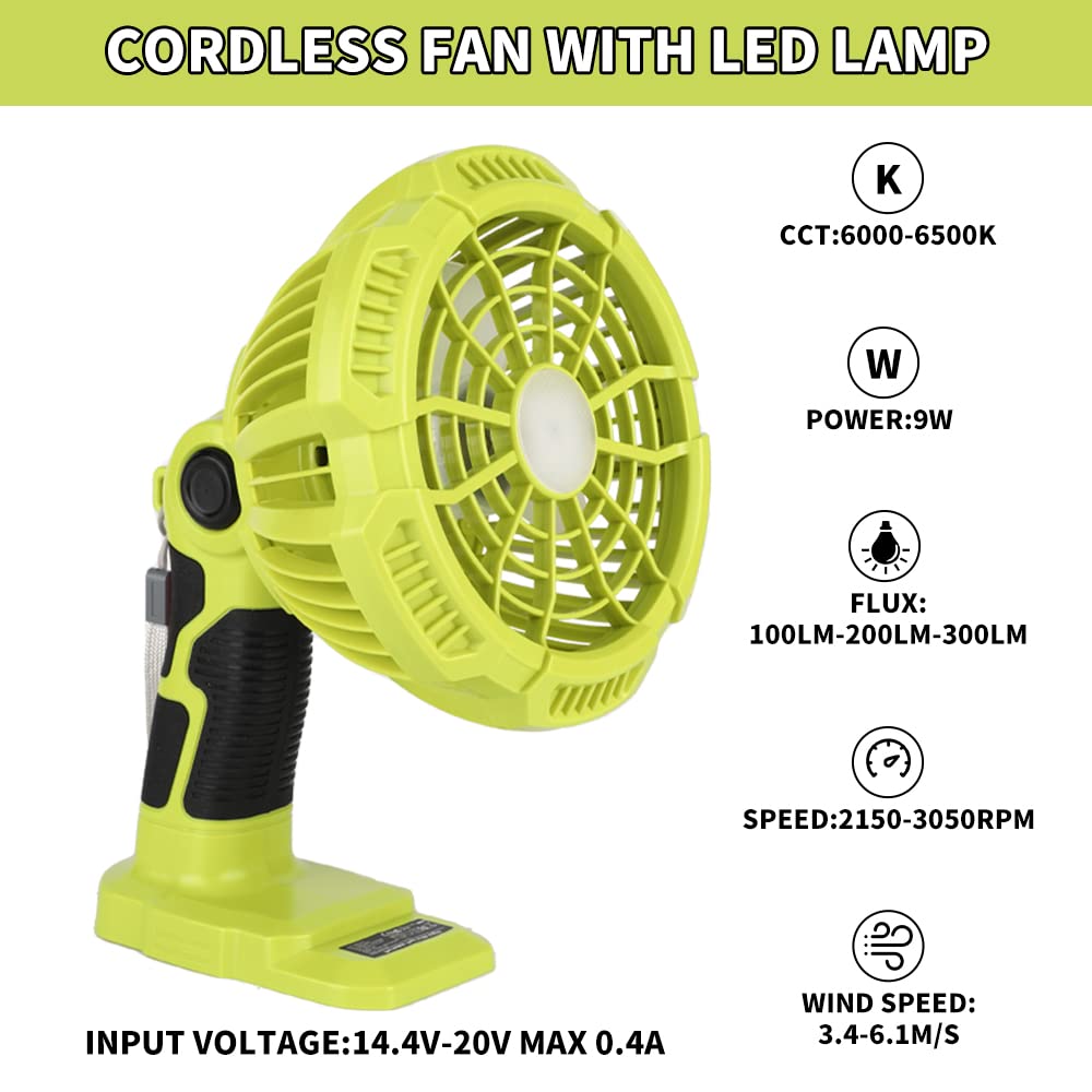Outdoor Camping Jobs - ポータブルLEDライトファン,300ルーメン,18Vバッテリー,屋外,キャンプ,ピクニック,現場での使用に適しています