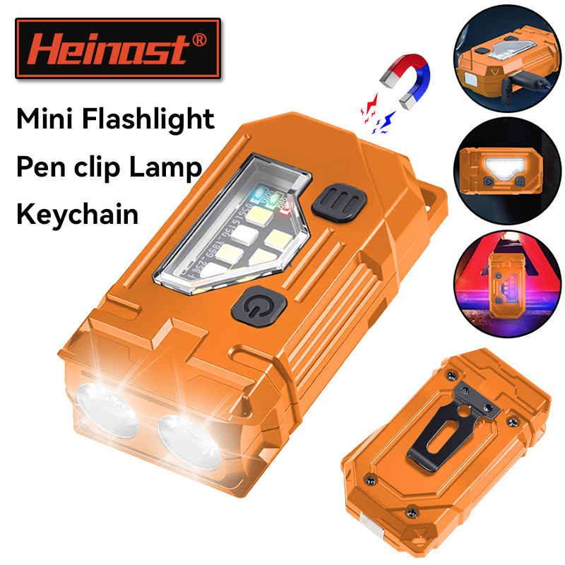 Headlamp - ミニキーホルダー EDC 懐中電灯充電式磁気トーチ超高輝度ポケット LED トーチペンクリップヘッドランプ屋外釣りランプ
