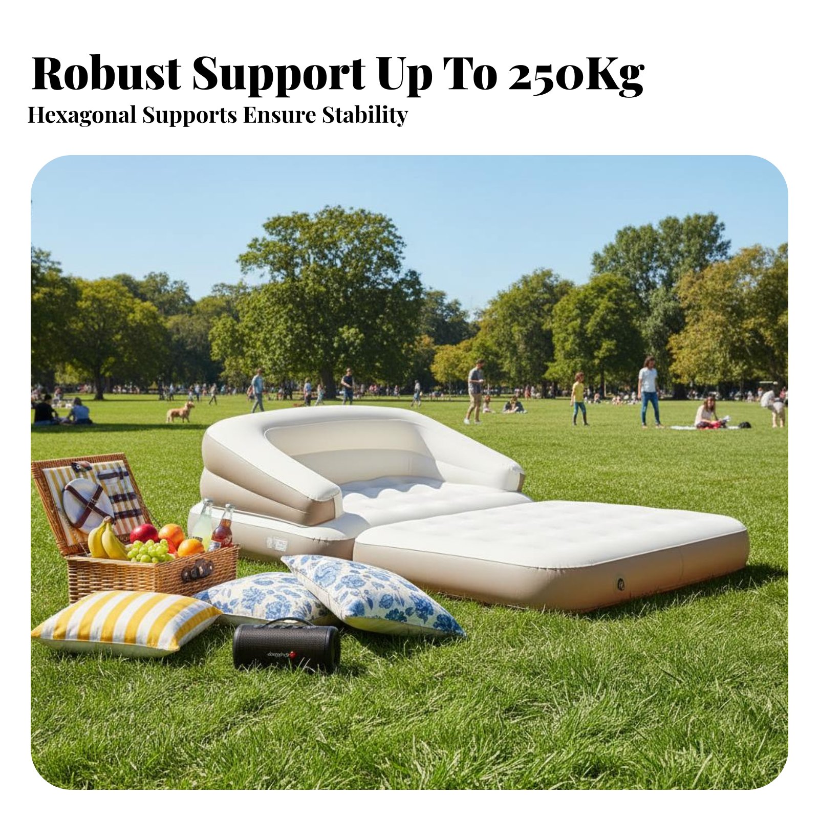 Outdoor Camping Mattress - インフレータブルマットレス、折りたたみ式エアソファベッド、アウトドアキャンプ＆家庭用、多機能、肌に優しい植毛加工、大容量
