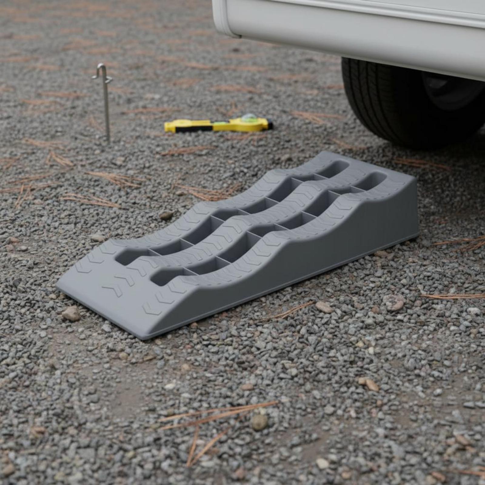 Outdoor Camping Vehicle - 車両用レベリングブロック 3段ポリプロピレン製スロープ ホイールチョック RVキャンピングトレーラー用屋外サポート