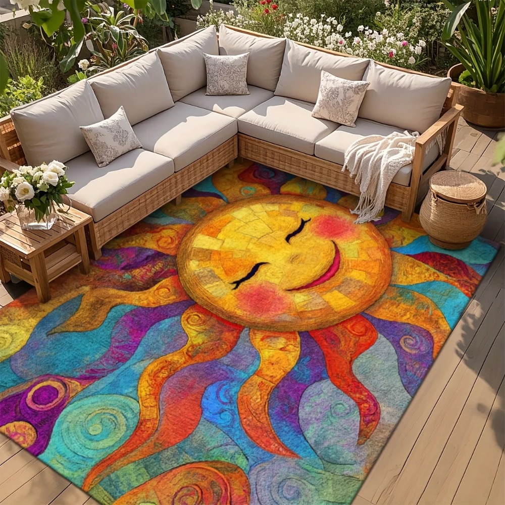 Outdoor Camping Mats Large - 多色大型エリアラグ 2Dフラットプリント 滑り止め屋外フロアマット パティオ リビングルーム RV