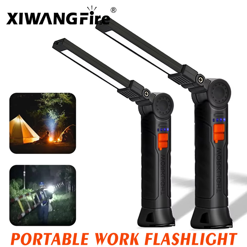 Outdoor Camping Jobs - 充電式 LED 懐中電灯 ワークライト マグネット&フック、防水作業現場&セキュリティライト 夜間作業用