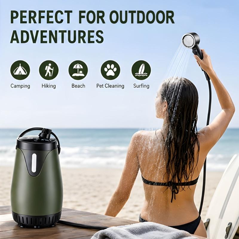 Travel Outdoor Camping Youtube - キャンプビーチハイキング旅行用2mチューブと8000mAhバッテリー付き軽量屋外シャワーユニットD2RD