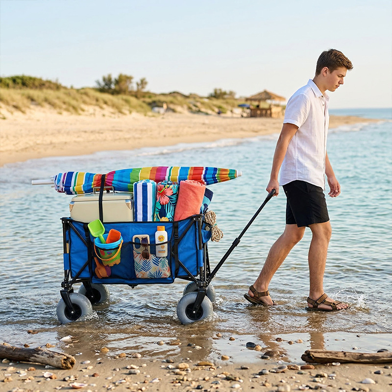 折りたたみ式メタルビーチワゴン、クイックリリーススイベルバル - Outdoor Camping Furniture のレビューと価格