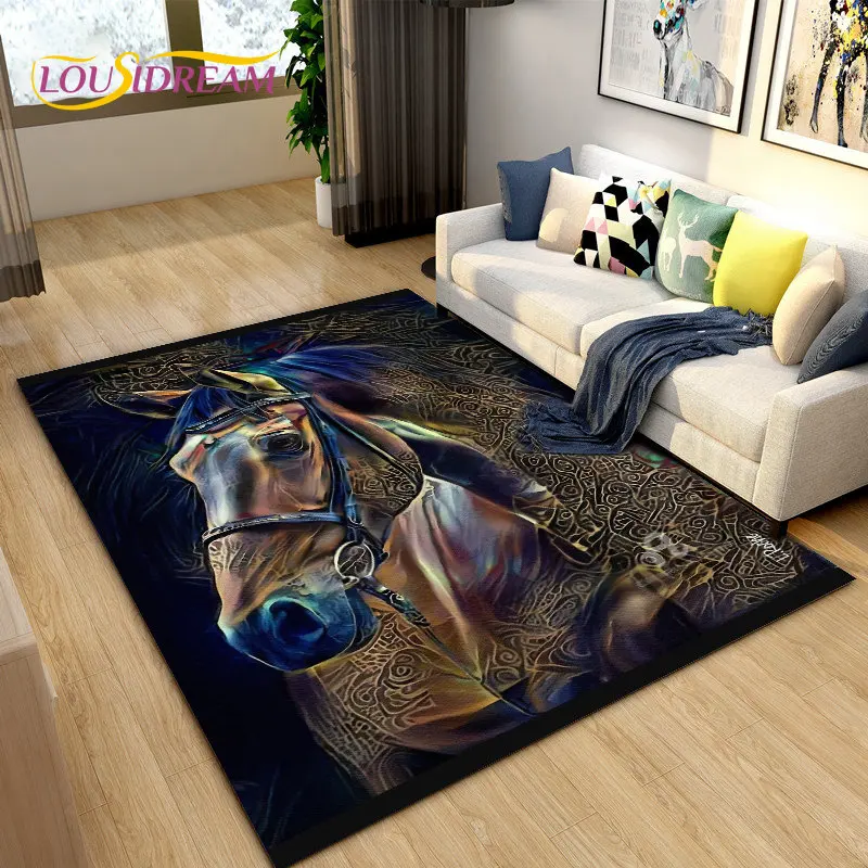 3Dライトラグジュアリーモダンホースエリアラグ大判、リビング - Outdoor Camping Mats Large のレビューと価格