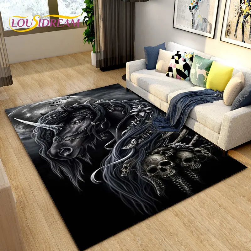 3Dライトラグジュアリーモダンホースエリアラグ大判、リビング - Outdoor Camping Mats Large のレビューと価格