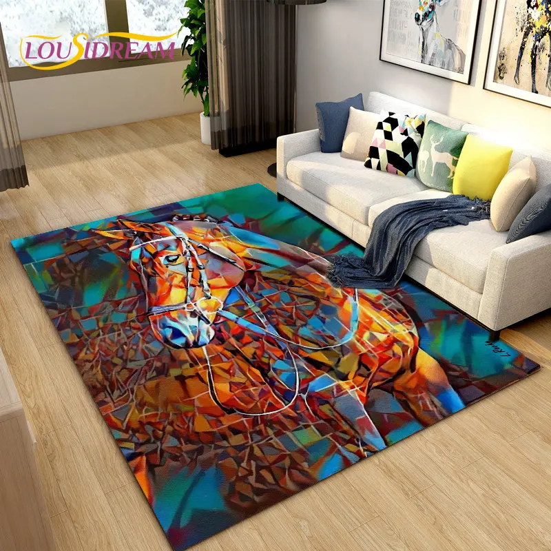 3Dライトラグジュアリーモダンホースエリアラグ大判、リビング - Outdoor Camping Mats Large のレビューと価格