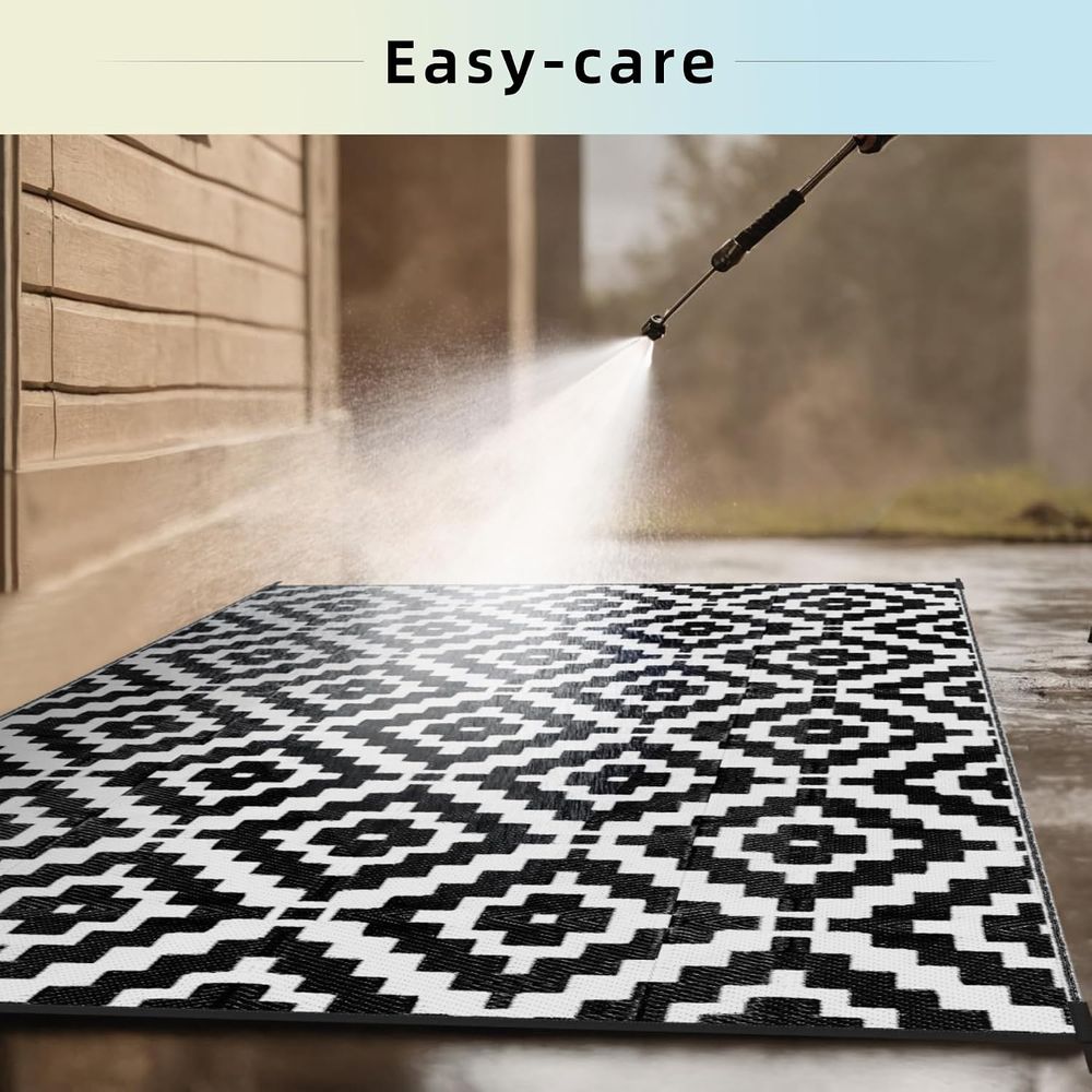 屋外用ラグ 5x8 防水 リバーシブル パティオ プラスチッ - Outdoor Camping Mats Large のレビューと価格