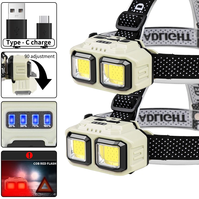 COB LED ヘッドランプ充電式ヘッドライト、屋外キャンプ - Outdoor Camping Jobs のレビューと価格