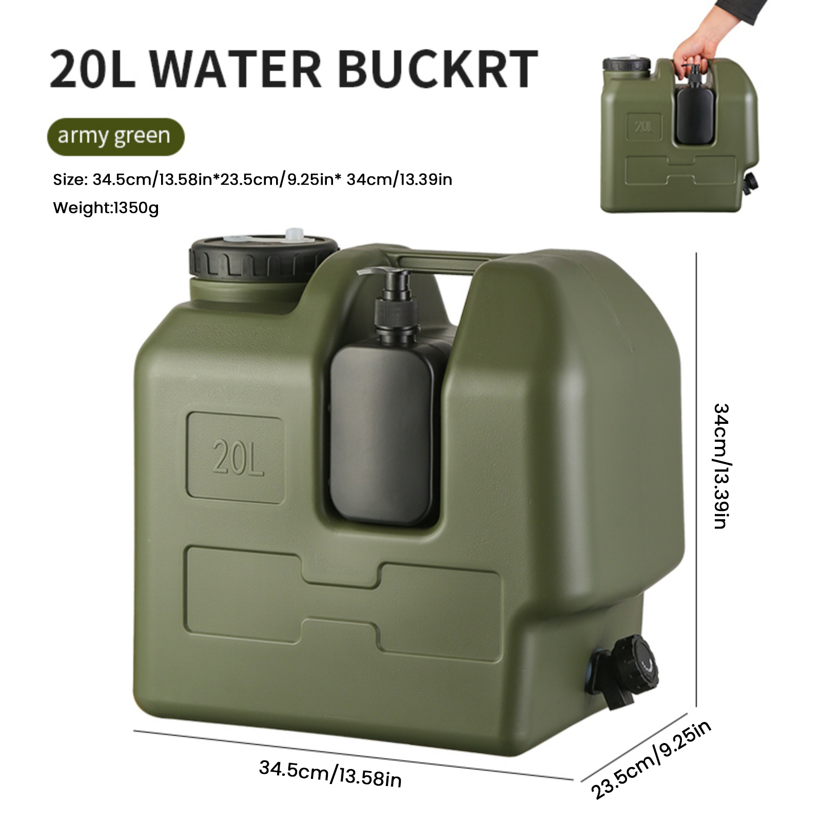 15/20L ポータブルキャンプ用ウォータージャグ、蛇口とソ - Outdoor Camping Water Tank のレビューと価格