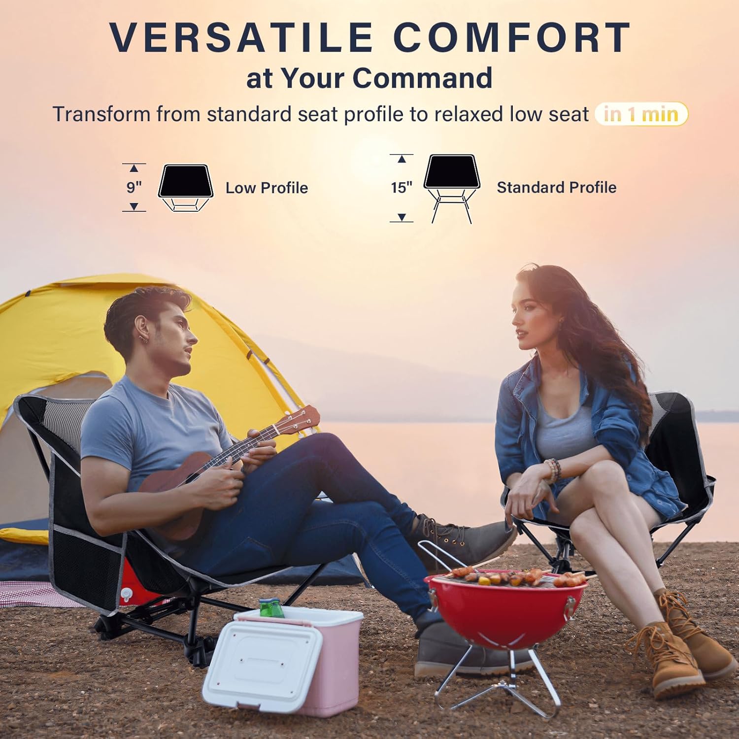軽量キャンプチェア、大人用キャンプチェア、高さ調節可能なハイ - Outdoor Camping Furniture のレビューと価格