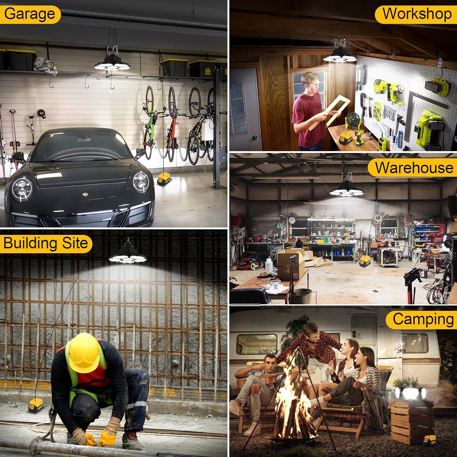 電池式小屋用ライト屋外キャンプ用LED作業灯DeWalt 6 - Outdoor Camping Jobs のレビューと価格