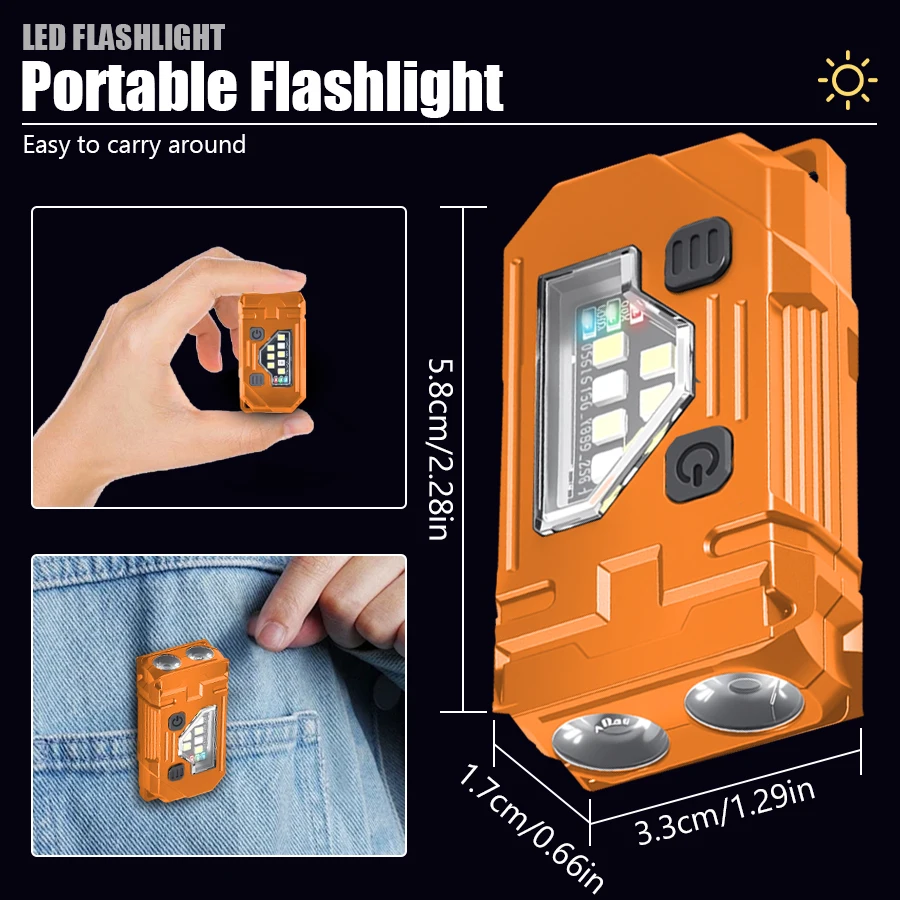 ミニキーホルダー EDC 懐中電灯充電式磁気トーチ超高輝度ポ - Headlamp のレビューと価格