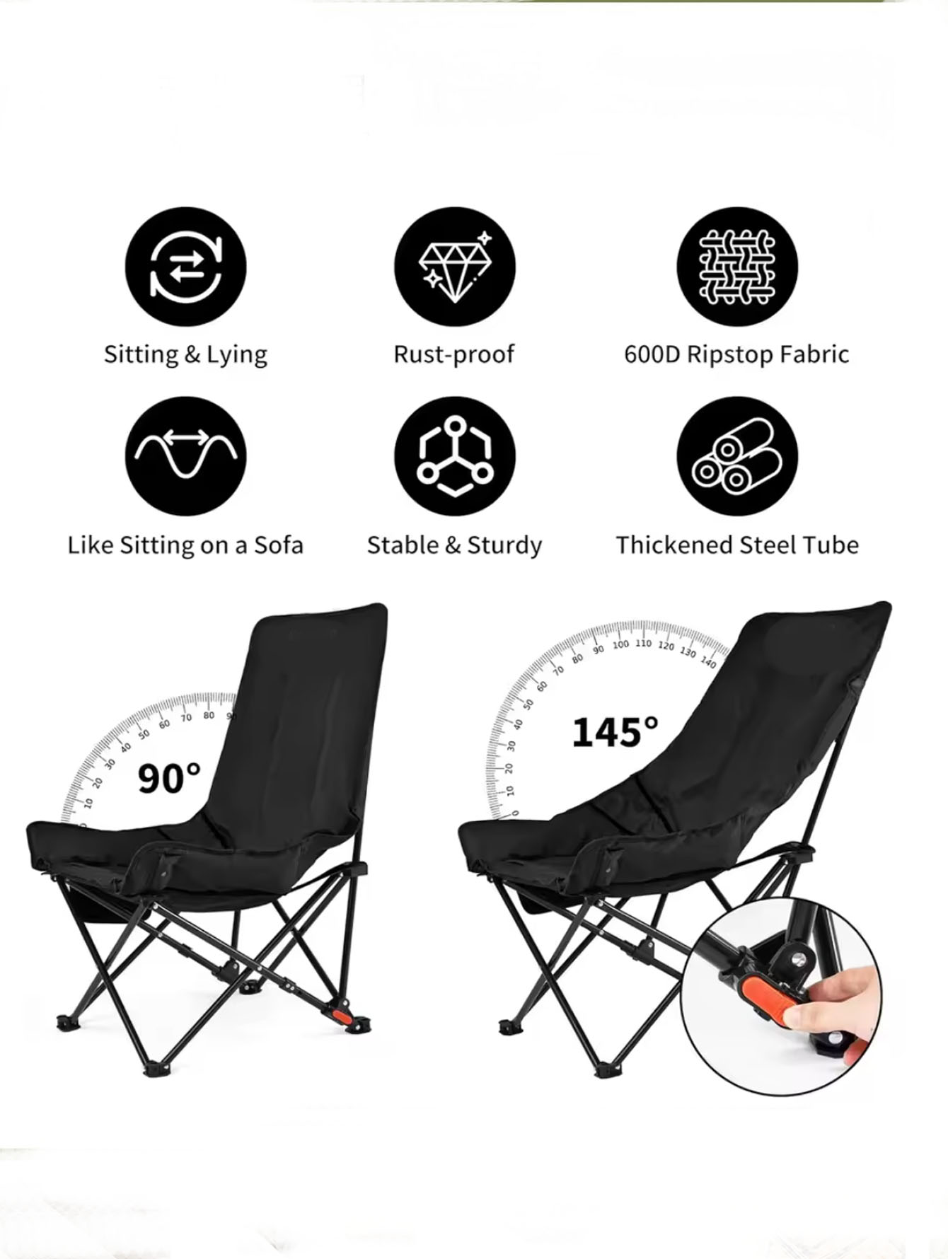 屋外用折りたたみ式ハイバックムーンチェア、2人用調節可能なポ - Outdoor Camping Furniture のレビューと価格