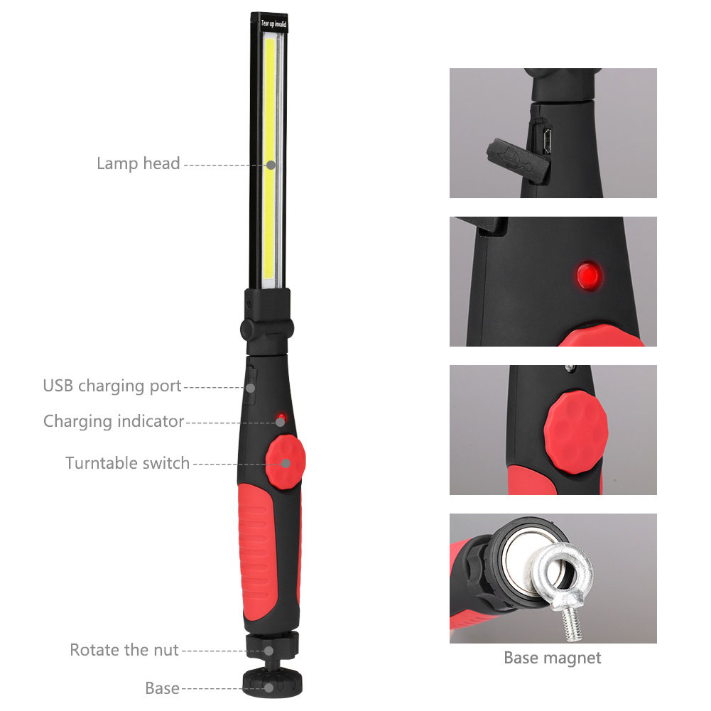 折りたたみ COB 懐中電灯 USB 充電式ワークライトキャ - Outdoor Camping Jobs のレビューと価格