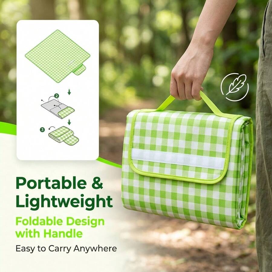 防水折りたたみ式チェック柄ピクニックマット、特大ポータブル屋 - Outdoor Camping Mats Large のレビューと価格