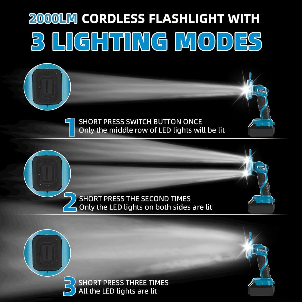 18W 2000LM コードレス LED 懐中電灯 マキタ  - Outdoor Camping Jobs のレビューと価格