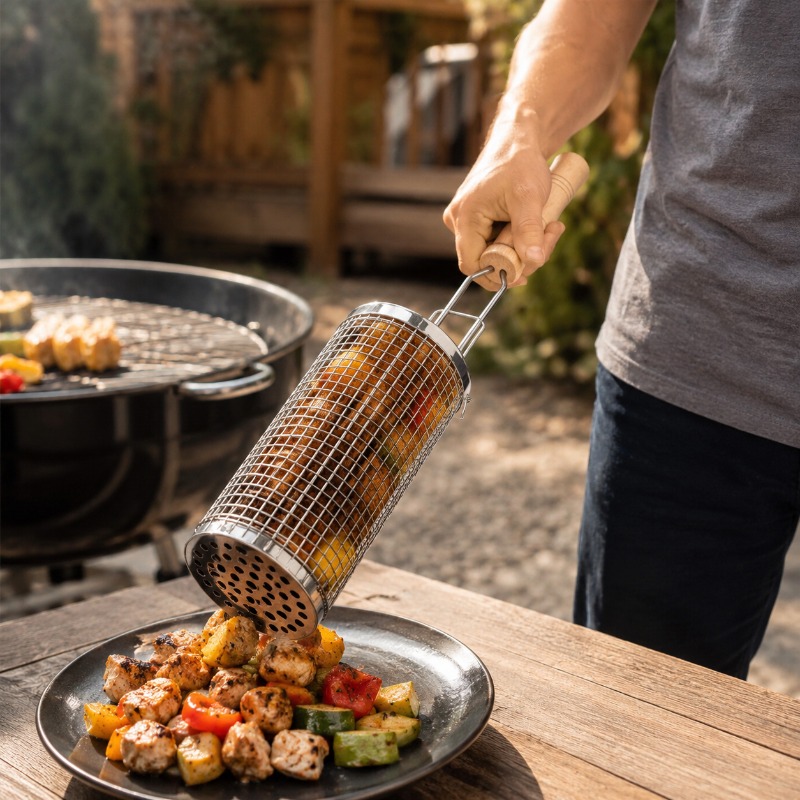丸型バーベキューグリルバスケットセット ステンレス製回転式ス - Outdoor Camping Youtube のレビューと価格