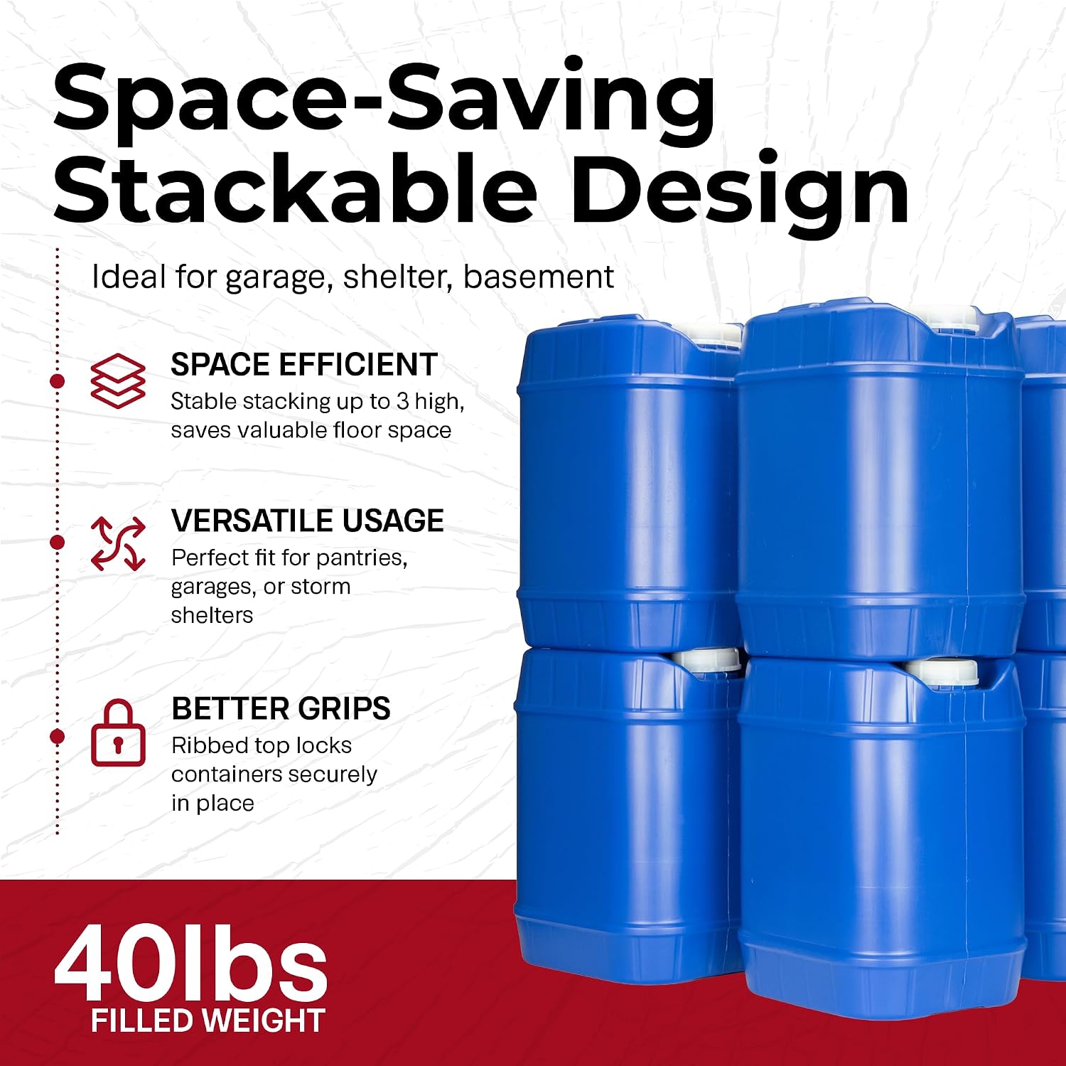 積み重ね可能な緊急用貯水容器、6個パック5ガロン食品グレード - Outdoor Camping Water Tank のレビューと価格