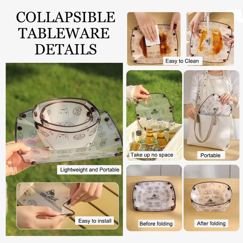 ポータブルキャンプ食器セット 3/6点 折りたたみプレート  - Outdoor Camping Glamping Share のレビューと価格