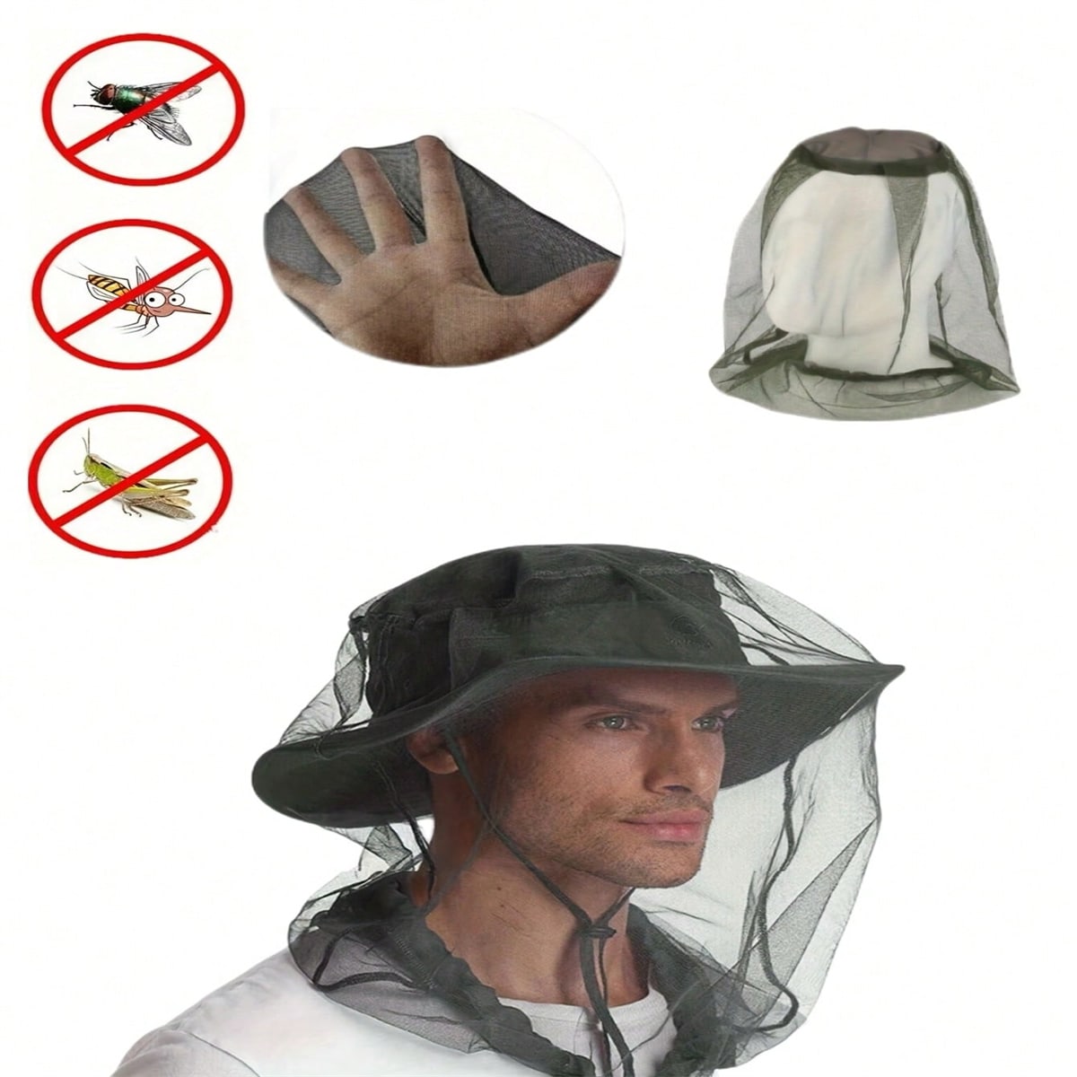 2PC アウトドアキャンプやハイキング、昆虫や蚊の駆除、頭部 - Outdoor Camping Mosquito Net のレビューと価格
