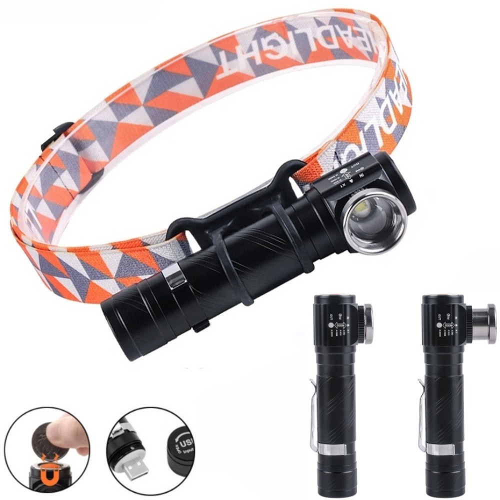 超高輝度LED 90 °   ズーム機能付き充電式アルミ合金 - Headlamp のレビューと価格