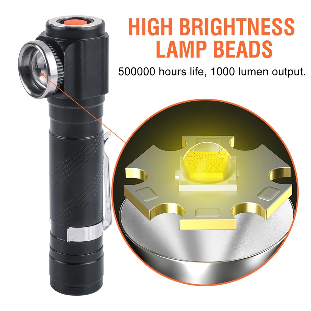 超高輝度LED 90 °   ズーム機能付き充電式アルミ合金 - Headlamp のレビューと価格