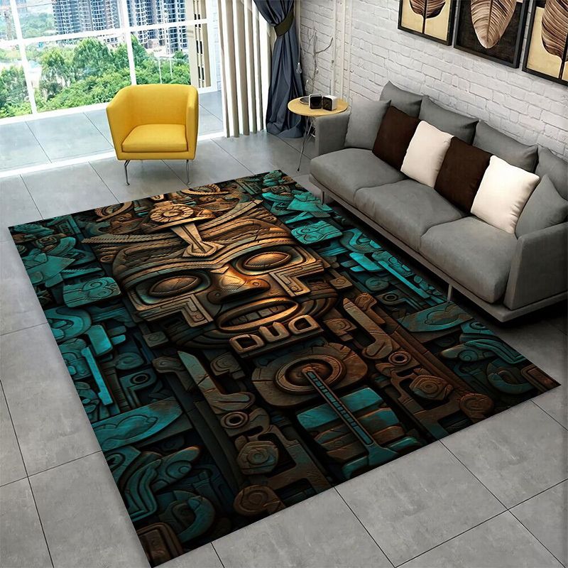 マヤマスクアステカトーテム大面積ラグ滑り止め耐久性カーペット - Outdoor Camping Mats Large のレビューと価格