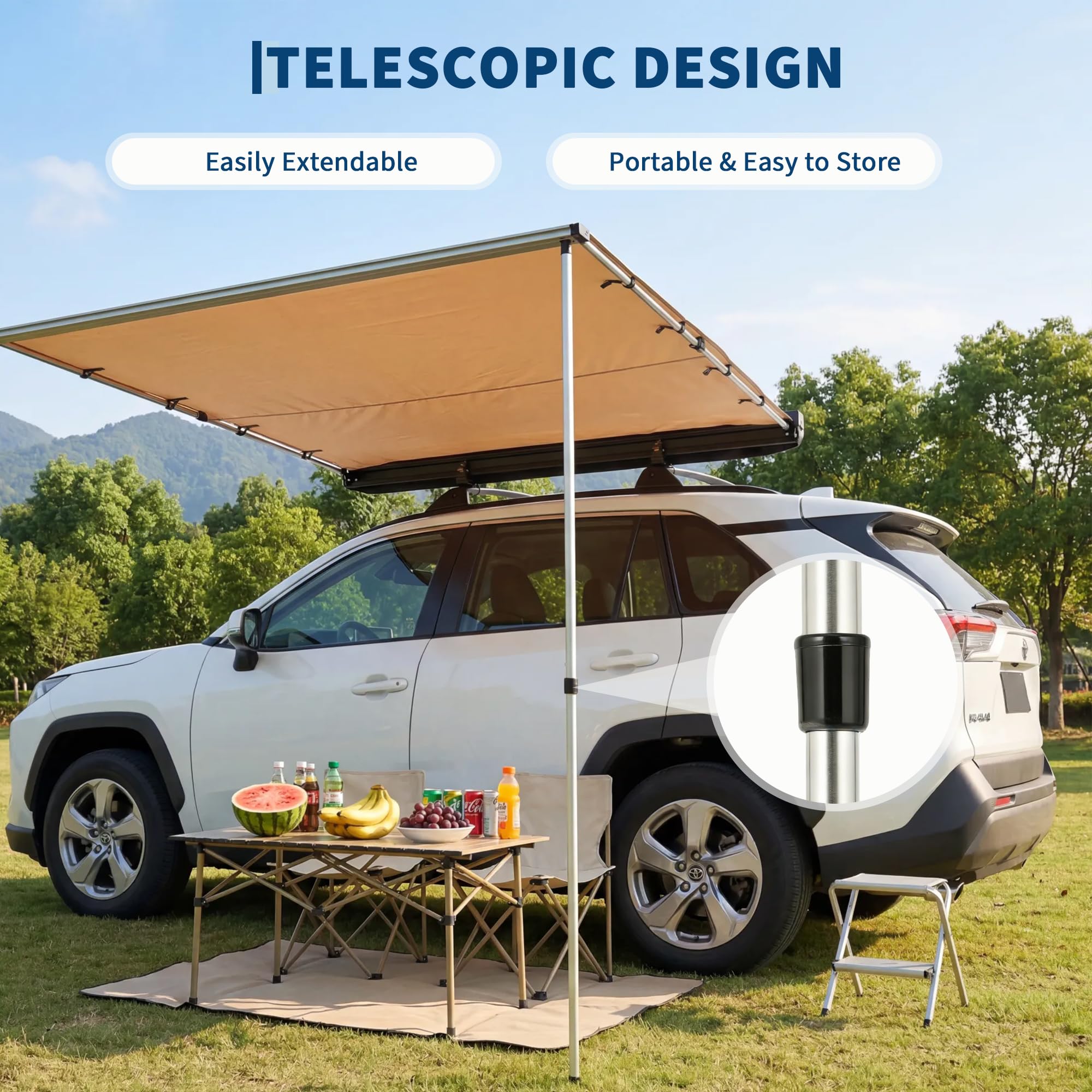 SUVトラックバン用ルーフラックオーニング - 格納式サイド - Outdoor Camping Vehicle のレビューと価格
