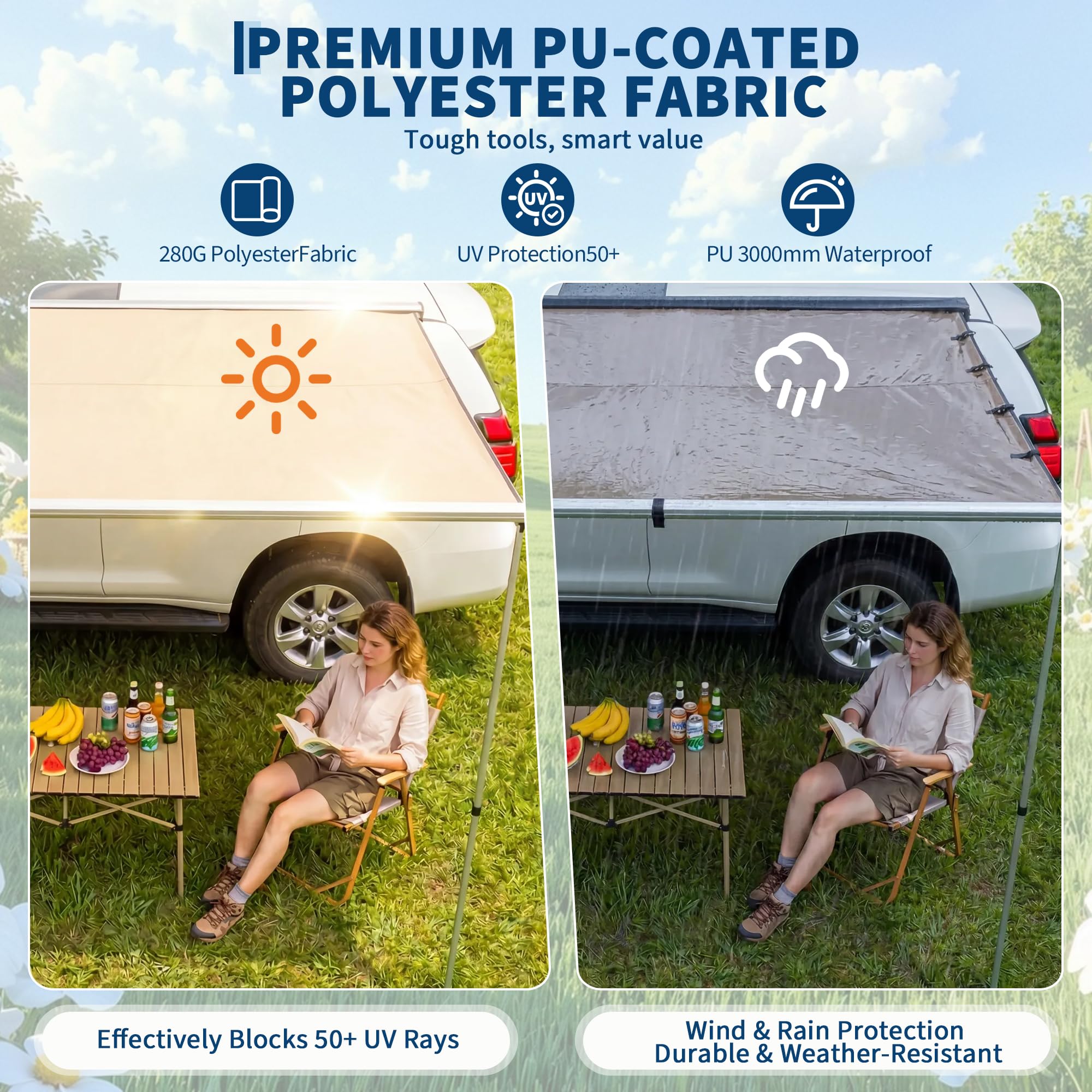 SUVトラックバン用ルーフラックオーニング - 格納式サイド - Outdoor Camping Vehicle のレビューと価格