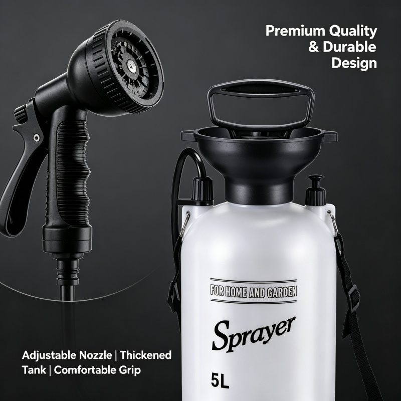 5L携帯用キャンプシャワー手動圧力噴霧器、調整可能なノズル付 - Outdoor Camping Water Tank のレビューと価格
